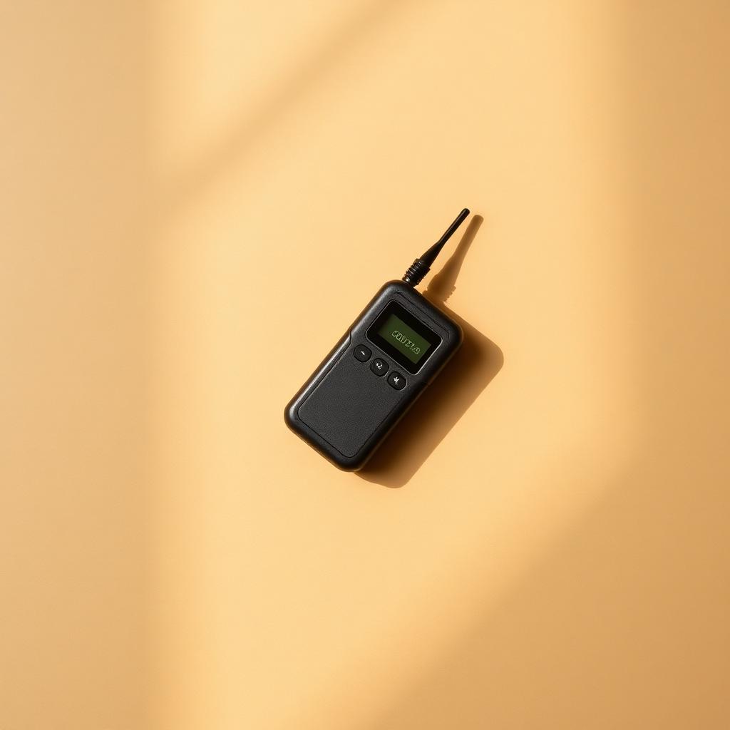 Compact handheld device resting on warm bone paper